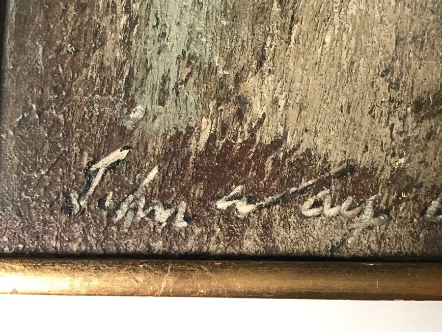 Vintage 1964 EARLY ORIGINAL Modernist Chinese Oil On Canvas Painting RARE Portrait By John Way Aka Wei Letang (1921 - 2012) - 13' x 19' [Photo 4]