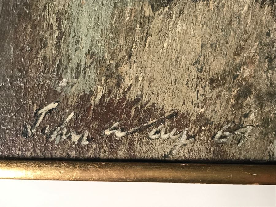 Vintage 1964 EARLY ORIGINAL Modernist Chinese Oil On Canvas Painting RARE Portrait By John Way Aka Wei Letang (1921 - 2012) - 13' x 19' [Photo 2]