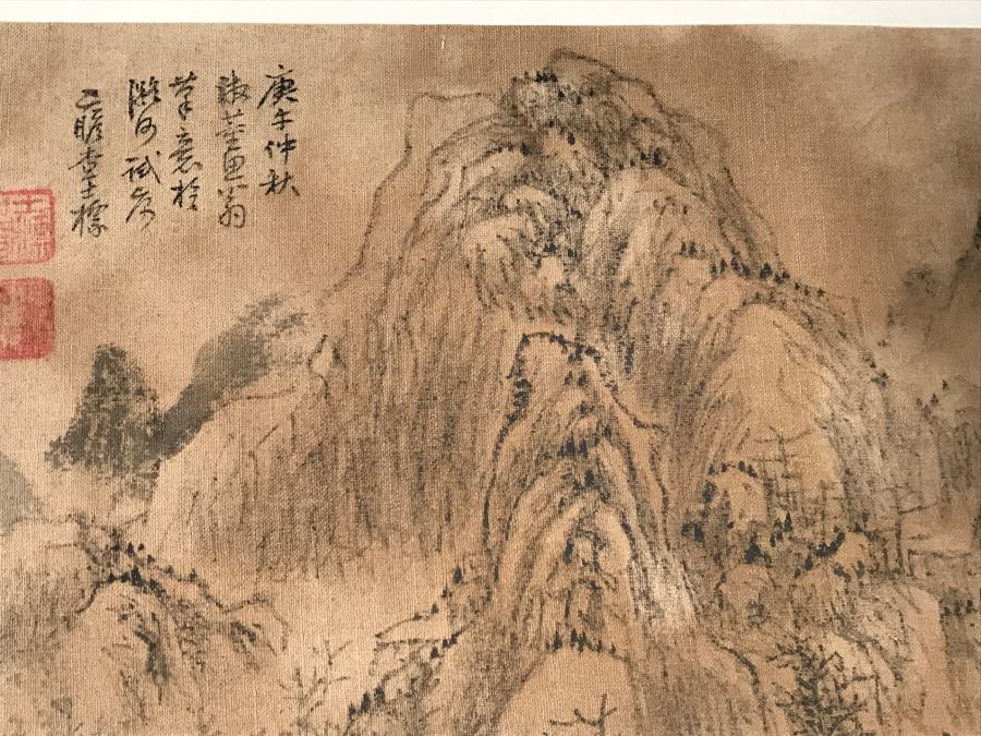 HUGE Collection Of 10 ORIGINAL Chinese Paintings In Embroidered Silk Album Stored Within A Rosewood Presentation Box - See All Photos [Photo 159]