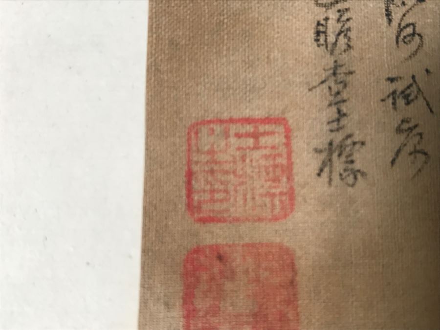 HUGE Collection Of 10 ORIGINAL Chinese Paintings In Embroidered Silk Album Stored Within A Rosewood Presentation Box - See All Photos [Photo 153]