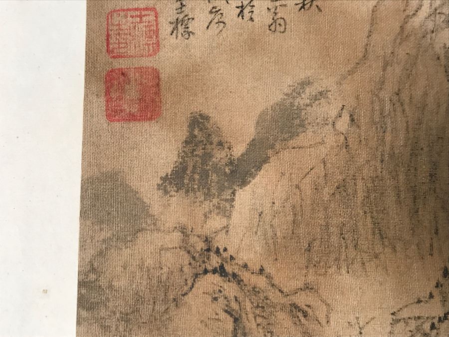 HUGE Collection Of 10 ORIGINAL Chinese Paintings In Embroidered Silk Album Stored Within A Rosewood Presentation Box - See All Photos [Photo 157]