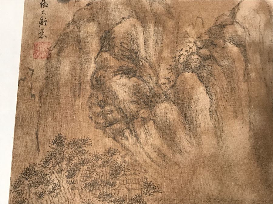 HUGE Collection Of 10 ORIGINAL Chinese Paintings In Embroidered Silk Album Stored Within A Rosewood Presentation Box - See All Photos [Photo 63]