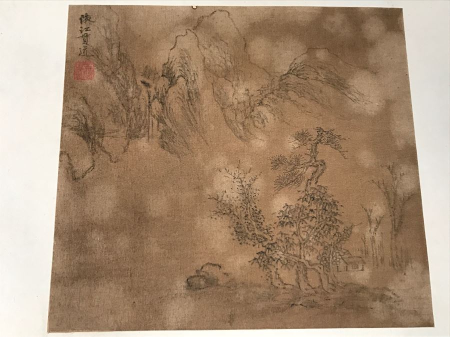 HUGE Collection Of 10 ORIGINAL Chinese Paintings In Embroidered Silk Album Stored Within A Rosewood Presentation Box - See All Photos [Photo 96]
