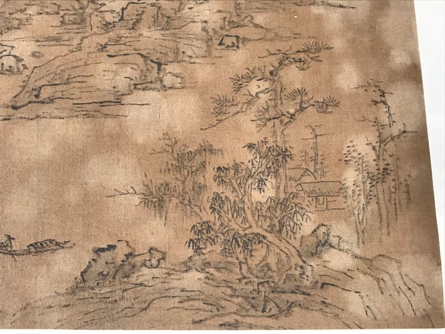 HUGE Collection Of 10 ORIGINAL Chinese Paintings In Embroidered Silk Album Stored Within A Rosewood Presentation Box - See All Photos [Photo 91]