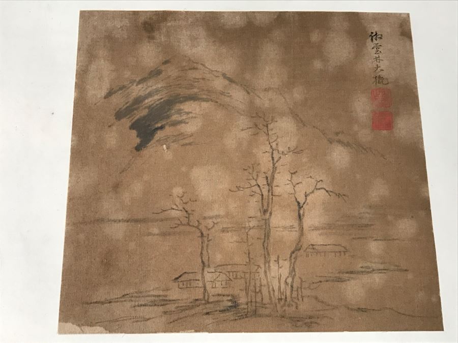 HUGE Collection Of 10 ORIGINAL Chinese Paintings In Embroidered Silk Album Stored Within A Rosewood Presentation Box - See All Photos [Photo 70]