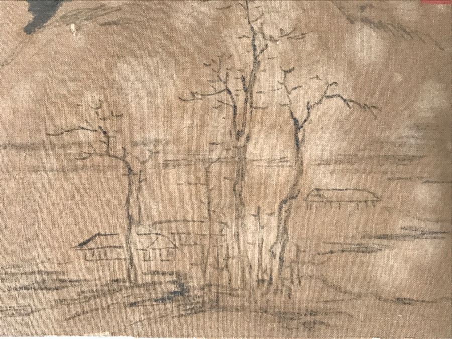 HUGE Collection Of 10 ORIGINAL Chinese Paintings In Embroidered Silk Album Stored Within A Rosewood Presentation Box - See All Photos [Photo 68]