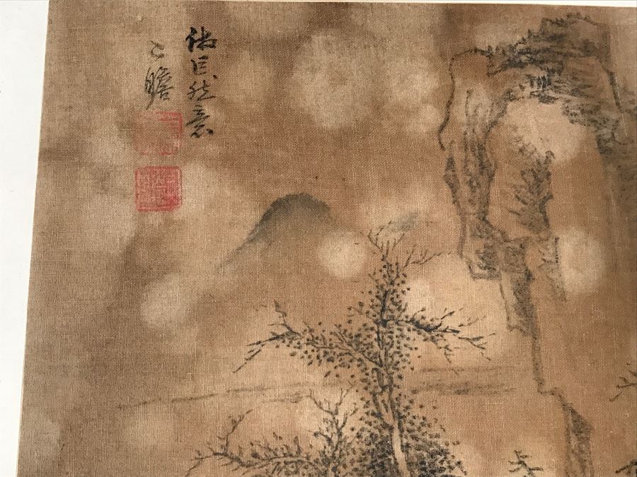 HUGE Collection Of 10 ORIGINAL Chinese Paintings In Embroidered Silk Album Stored Within A Rosewood Presentation Box - See All Photos [Photo 134]