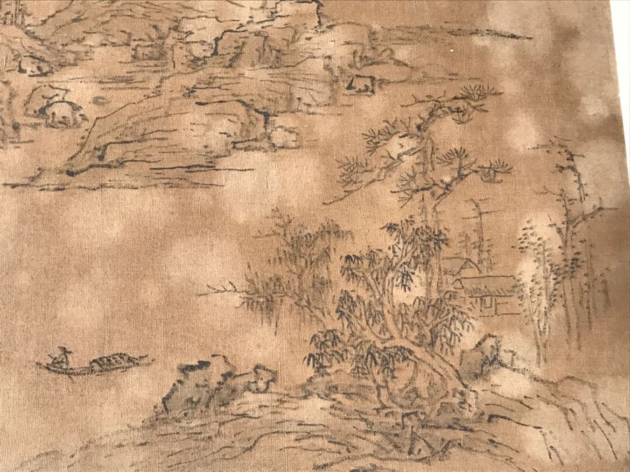 HUGE Collection Of 10 ORIGINAL Chinese Paintings In Embroidered Silk Album Stored Within A Rosewood Presentation Box - See All Photos [Photo 94]
