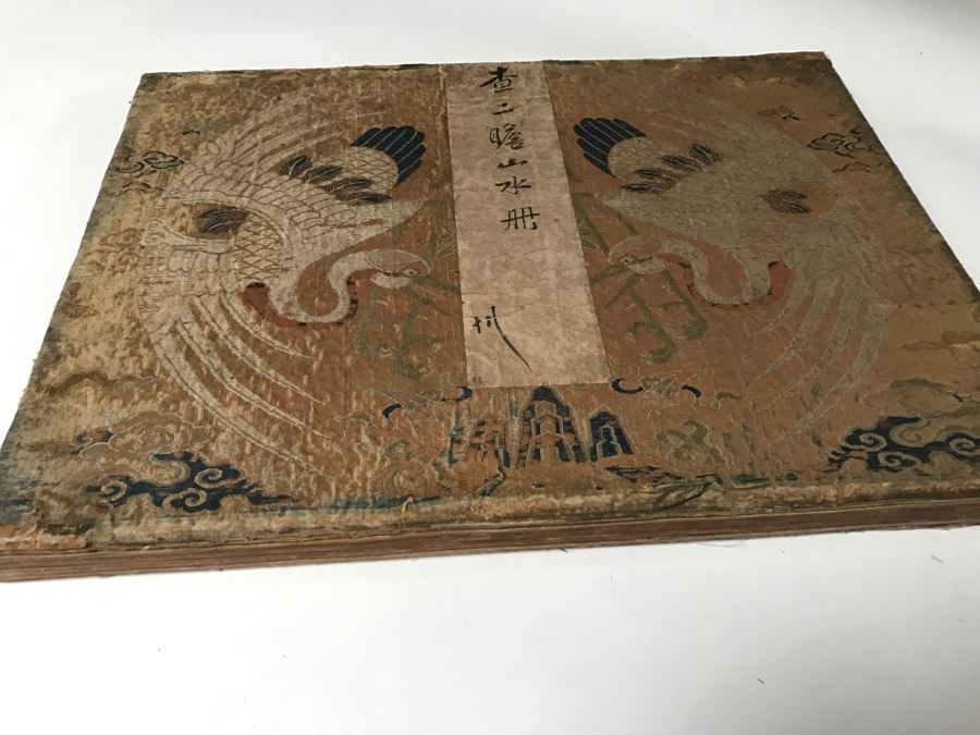 HUGE Collection Of 10 ORIGINAL Chinese Paintings In Embroidered Silk Album Stored Within A Rosewood Presentation Box - See All Photos [Photo 39]