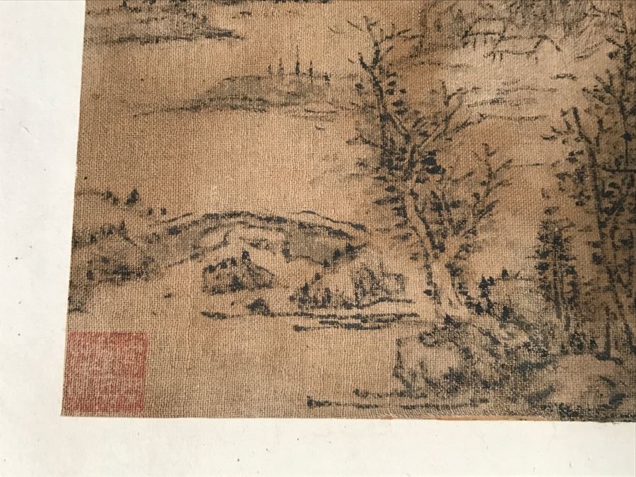 HUGE Collection Of 10 ORIGINAL Chinese Paintings In Embroidered Silk Album Stored Within A Rosewood Presentation Box - See All Photos [Photo 163]