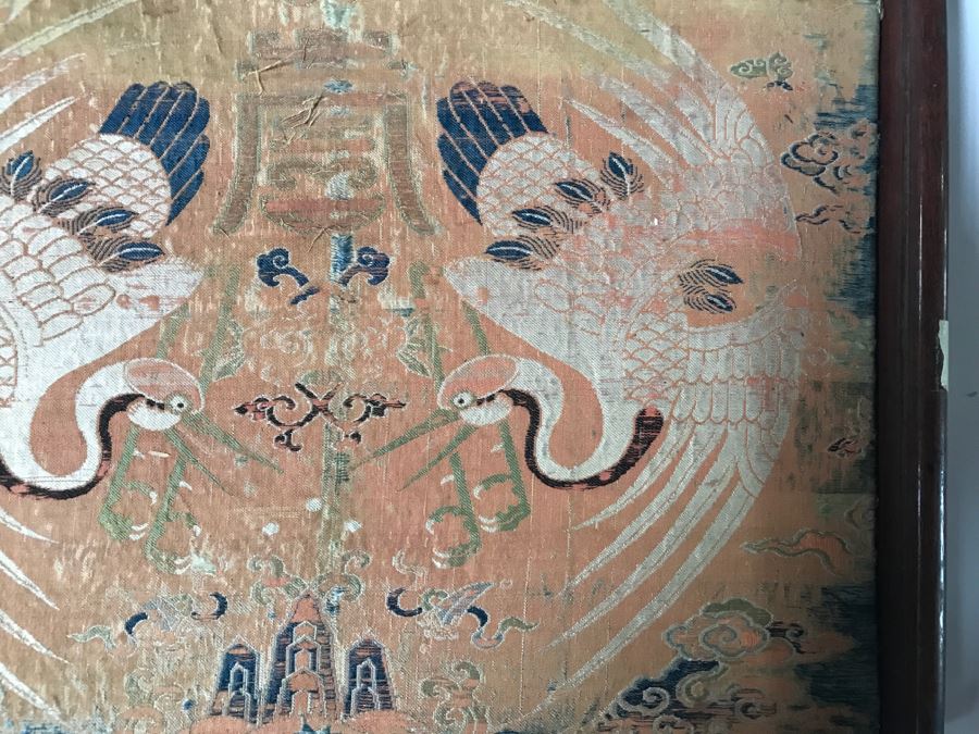 HUGE Collection Of 10 ORIGINAL Chinese Paintings In Embroidered Silk Album Stored Within A Rosewood Presentation Box - See All Photos [Photo 25]