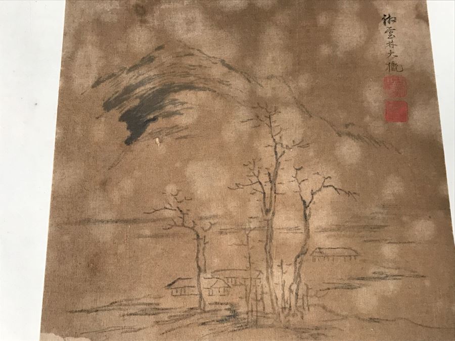 HUGE Collection Of 10 ORIGINAL Chinese Paintings In Embroidered Silk Album Stored Within A Rosewood Presentation Box - See All Photos [Photo 69]