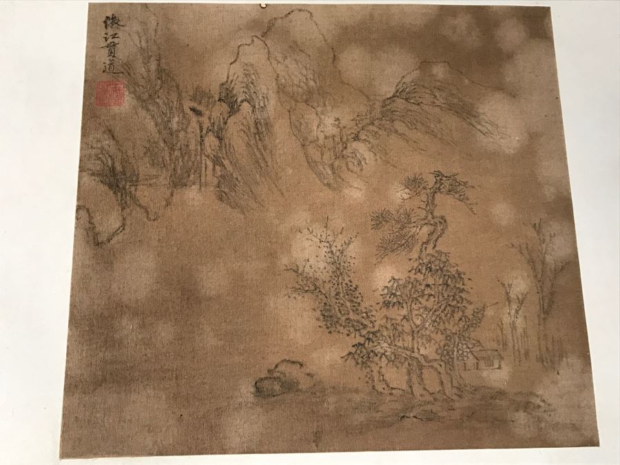 HUGE Collection Of 10 ORIGINAL Chinese Paintings In Embroidered Silk Album Stored Within A Rosewood Presentation Box - See All Photos [Photo 106]