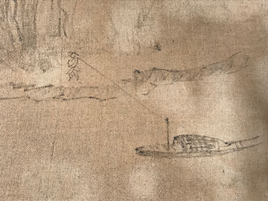 HUGE Collection Of 10 ORIGINAL Chinese Paintings In Embroidered Silk Album Stored Within A Rosewood Presentation Box - See All Photos [Photo 145]