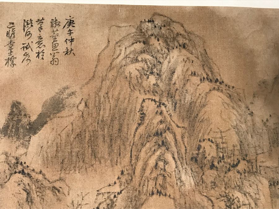 HUGE Collection Of 10 ORIGINAL Chinese Paintings In Embroidered Silk Album Stored Within A Rosewood Presentation Box - See All Photos [Photo 158]