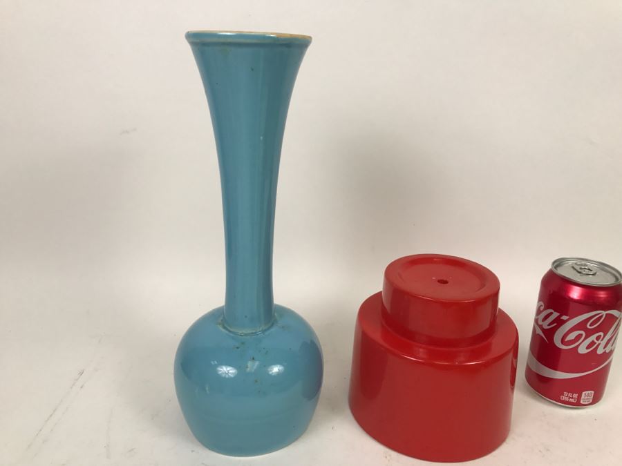Pair Of Pottery Vases Blue And Red Possibly Japanese [Photo 7]