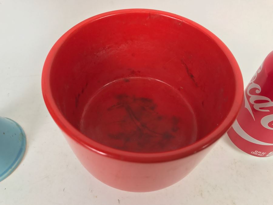 Pair Of Pottery Vases Blue And Red Possibly Japanese [Photo 6]