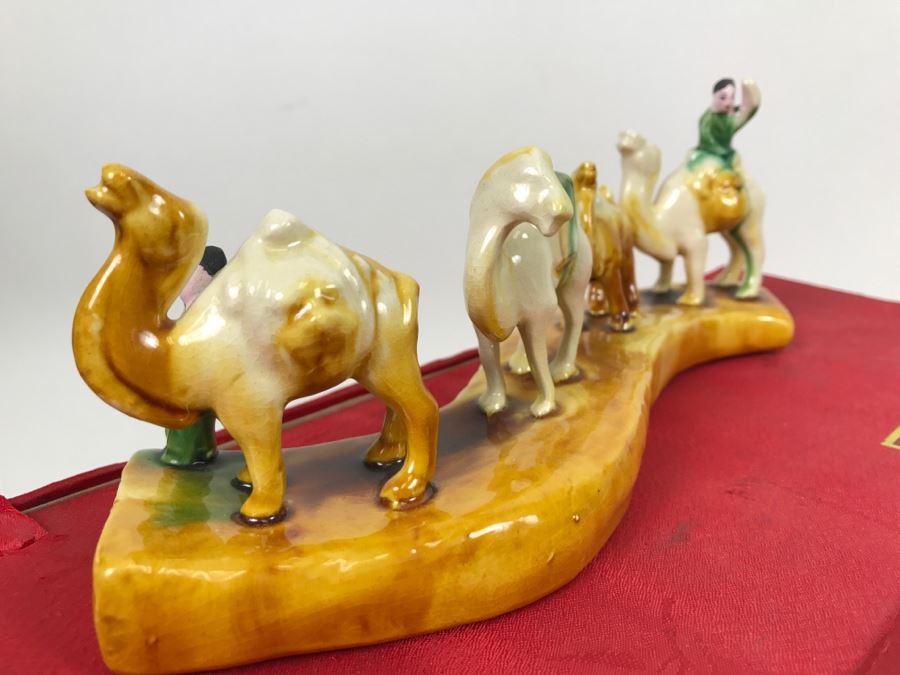 Asian Glazed Figurine Depicting Caravan Of Camels With Box [Photo 7]