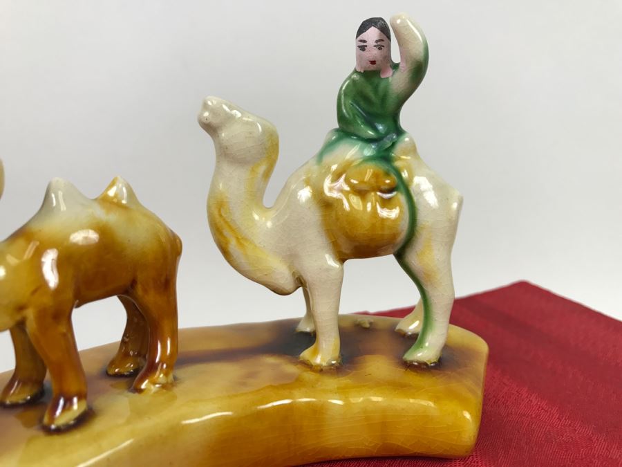 Asian Glazed Figurine Depicting Caravan Of Camels With Box [Photo 8]