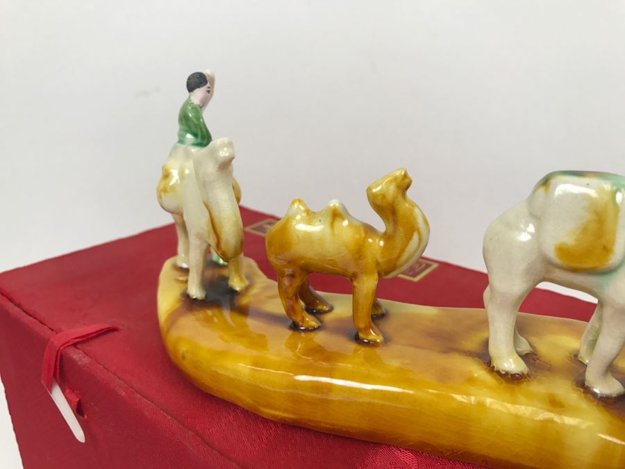 Asian Glazed Figurine Depicting Caravan Of Camels With Box [Photo 6]