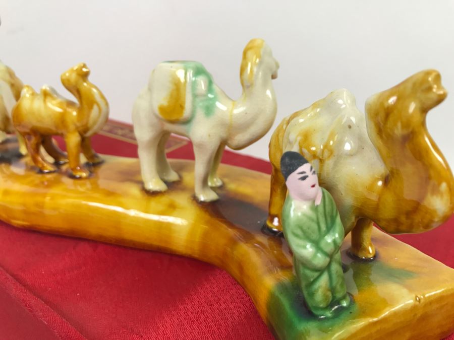 Asian Glazed Figurine Depicting Caravan Of Camels With Box [Photo 5]