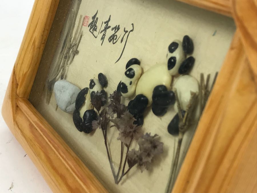 Signed Asian Artwork Of Pandas In Shadow Box Frame [Photo 9]