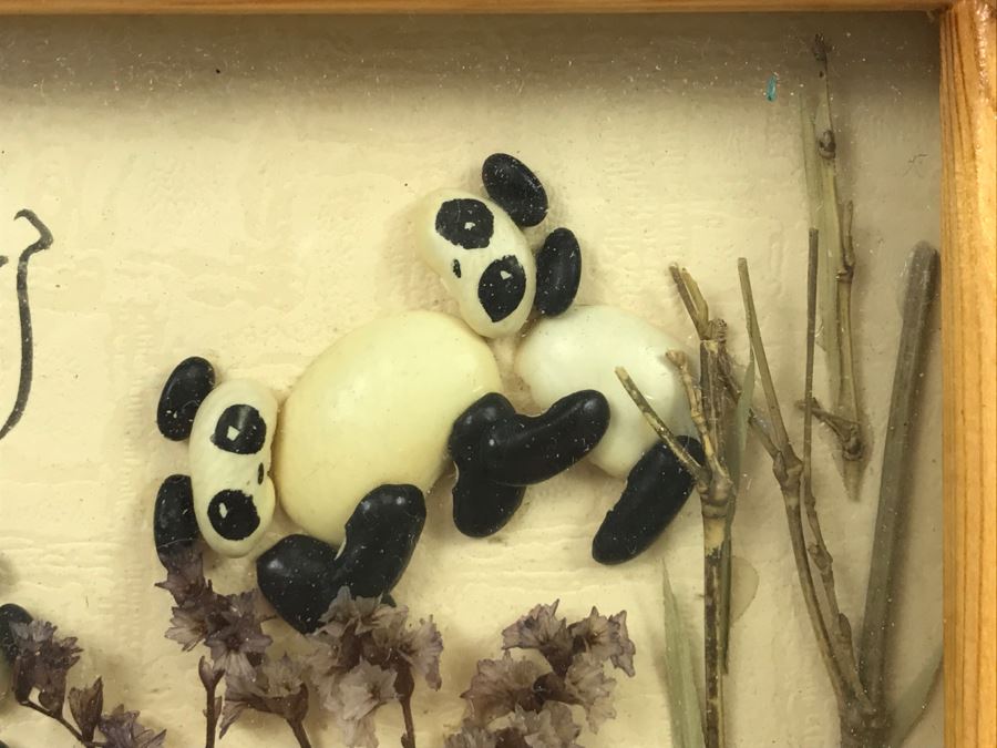 Signed Asian Artwork Of Pandas In Shadow Box Frame [Photo 7]