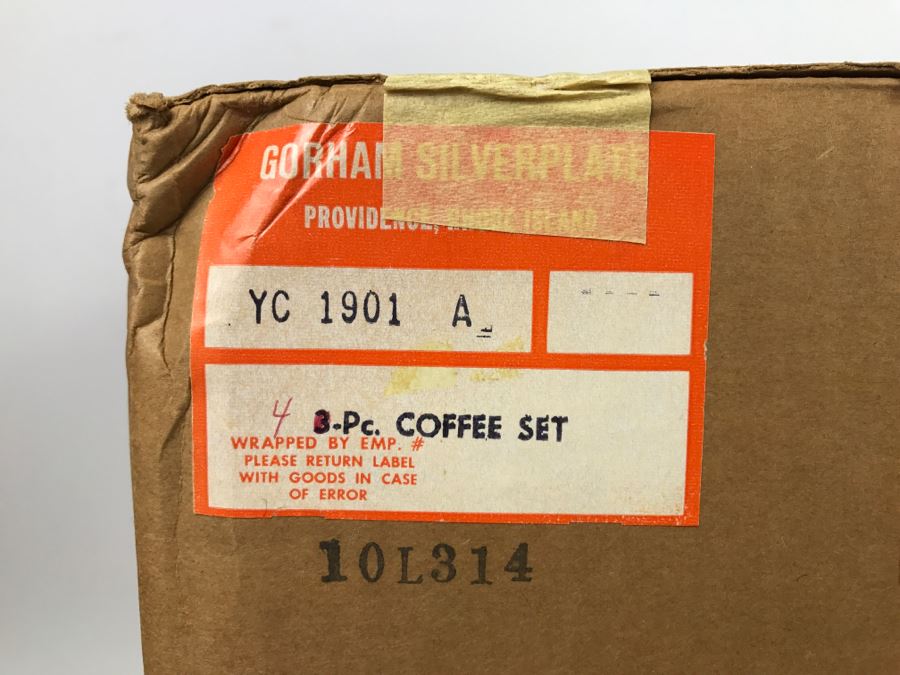 Like New Set Of Gorham Silverplate 4-Piece Coffee And Tea Set With Coffee Pot, Tea Pot, Creamer And Sugar In Original Box [Photo 3]