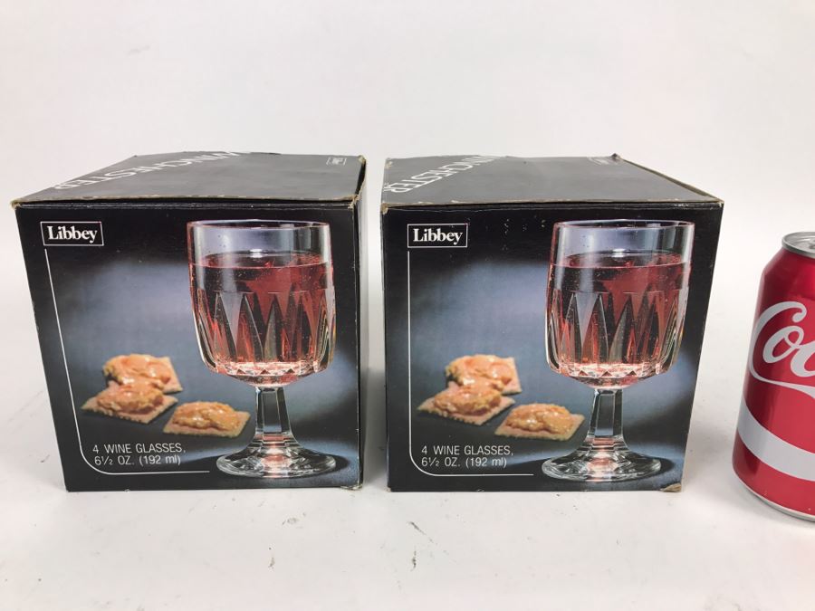 Set Of 8 Libbey Wine Glasses In Boxes
