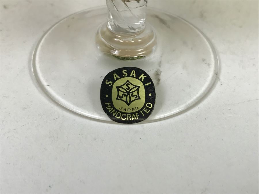 Huge Collection Of New In Box SASAKI Hand Crafted Japanese Green Art Glass Stemware And Glassware ~ 16 Boxes ~ 73 Glasses  - See All Photos [Photo 38]