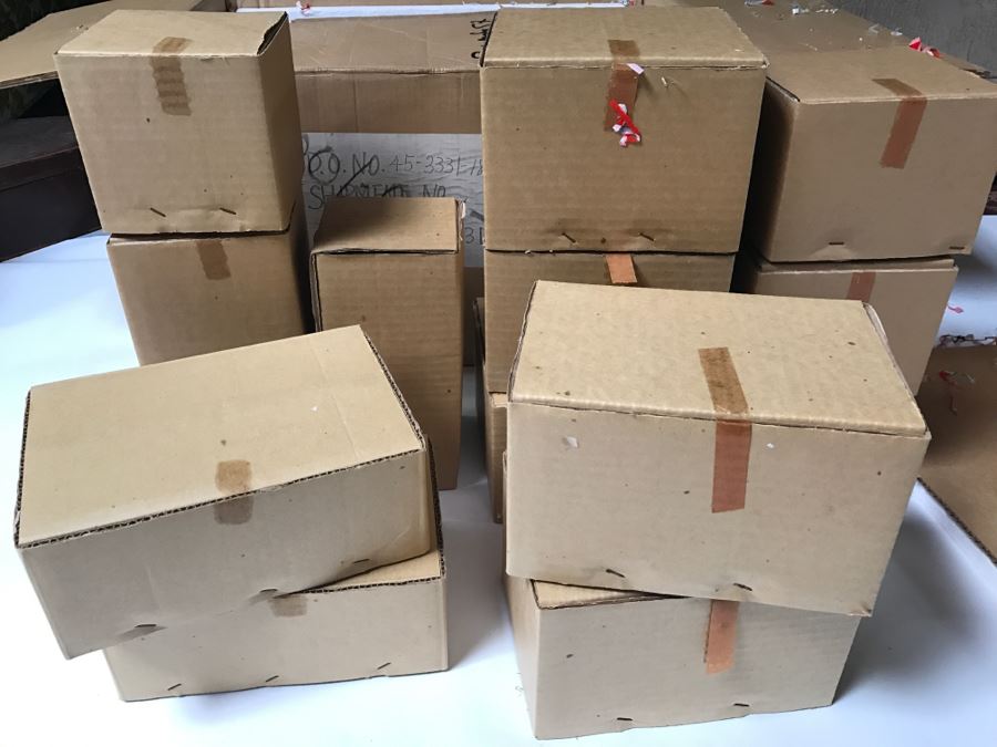 Huge Collection Of New In Box SASAKI Hand Crafted Japanese Green Art Glass Stemware And Glassware ~ 16 Boxes ~ 73 Glasses  - See All Photos [Photo 1]
