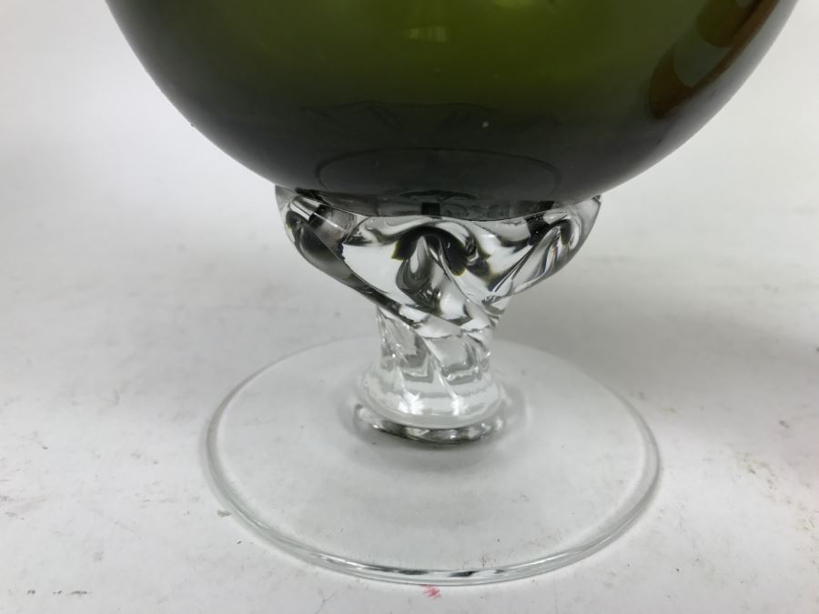 Huge Collection Of New In Box SASAKI Hand Crafted Japanese Green Art Glass Stemware And Glassware ~ 16 Boxes ~ 73 Glasses  - See All Photos [Photo 34]