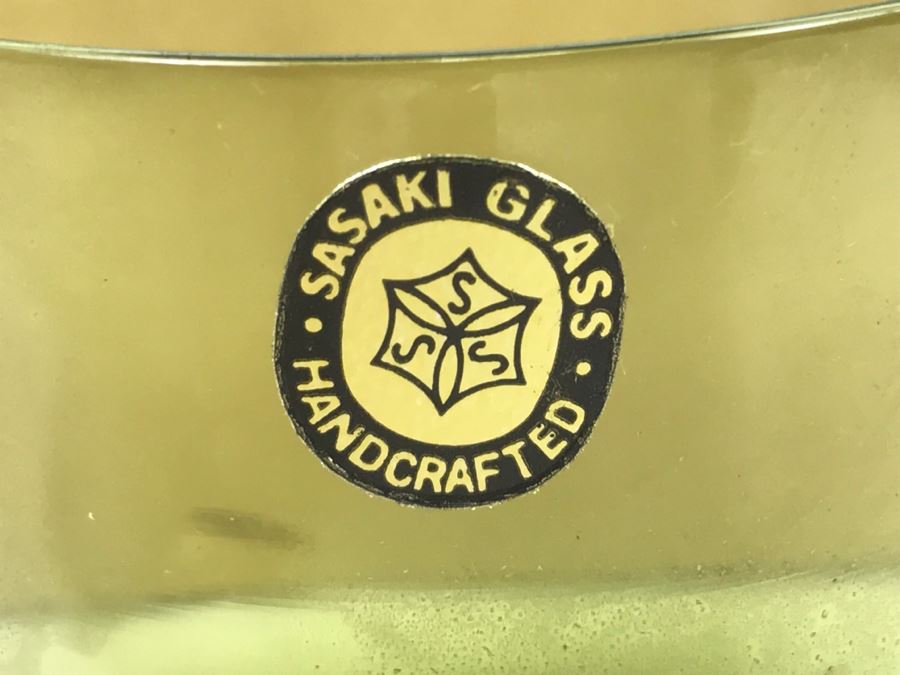 Huge Collection Of New In Box SASAKI Hand Crafted Japanese Green Art Glass Stemware And Glassware ~ 16 Boxes ~ 73 Glasses  - See All Photos [Photo 20]