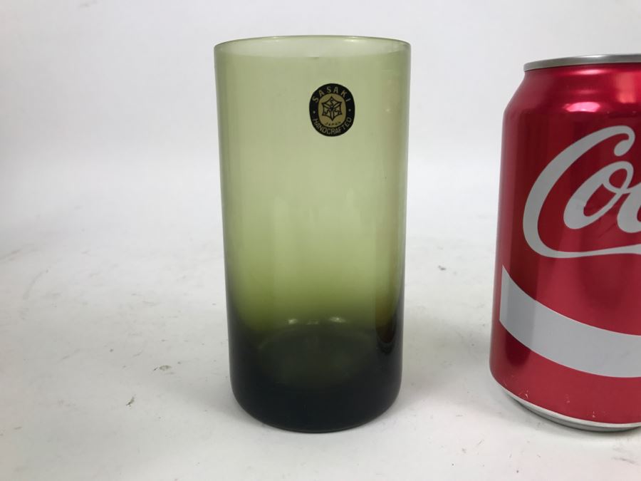 Huge Collection Of New In Box SASAKI Hand Crafted Japanese Green Art Glass Stemware And Glassware ~ 16 Boxes ~ 73 Glasses  - See All Photos [Photo 29]