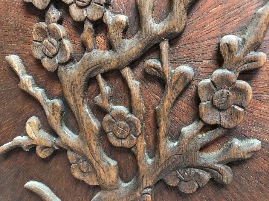 Stunning Heavy 4-Panel Carved Rosewood Screen With Floral Motif And Sunburst Patterns [Photo 8]