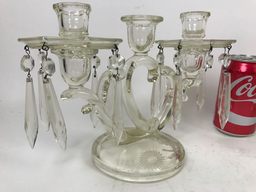 Pair Of Etched Crystal Candelabras [Photo 2]
