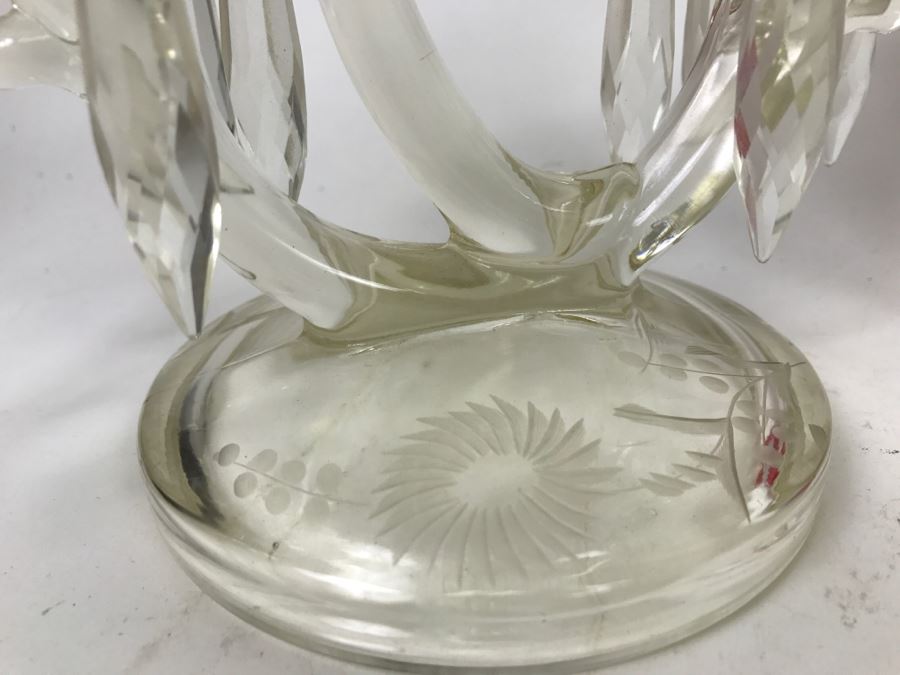 Pair Of Etched Crystal Candelabras [Photo 3]