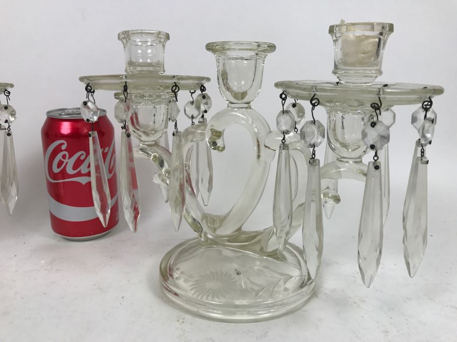 Pair Of Etched Crystal Candelabras [Photo 5]
