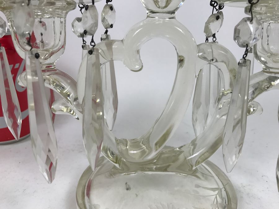 Pair Of Etched Crystal Candelabras [Photo 8]