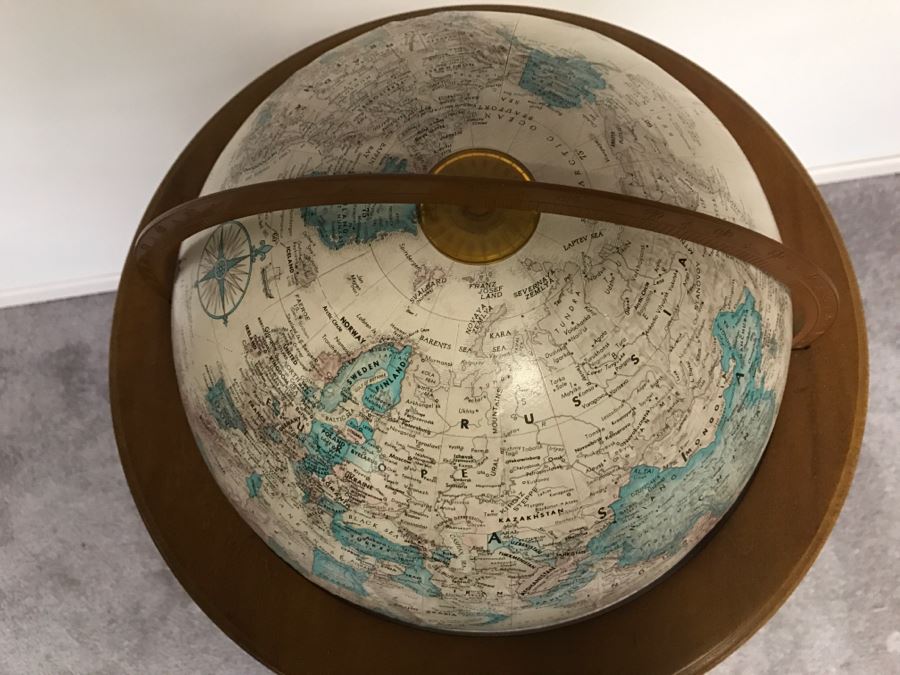 Vintage Replogle 12 Inch Diameter Globe World Classic Series With Wooden Stand