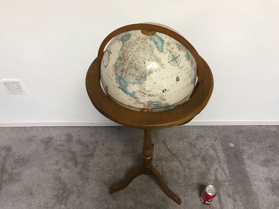 Vintage Replogle 12 Inch Diameter Globe World Classic Series With Wooden Stand