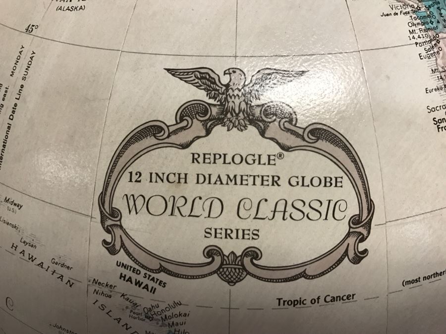 Vintage Replogle 12 Inch Diameter Globe World Classic Series With Wooden Stand [Photo 4]