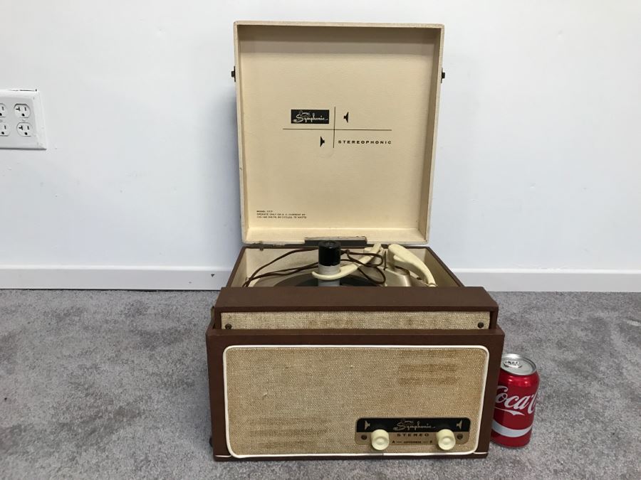 WORKING Symphonic Portable Record Player Model 1717 Vintage Tube Amplifier [Photo 6]