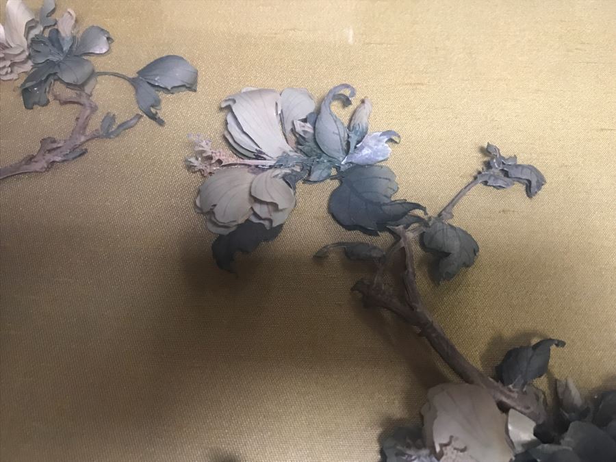 Signed Vintage Shadow Box Framed 3-D Original Artwork With Bird And Floral Motif [Photo 7]