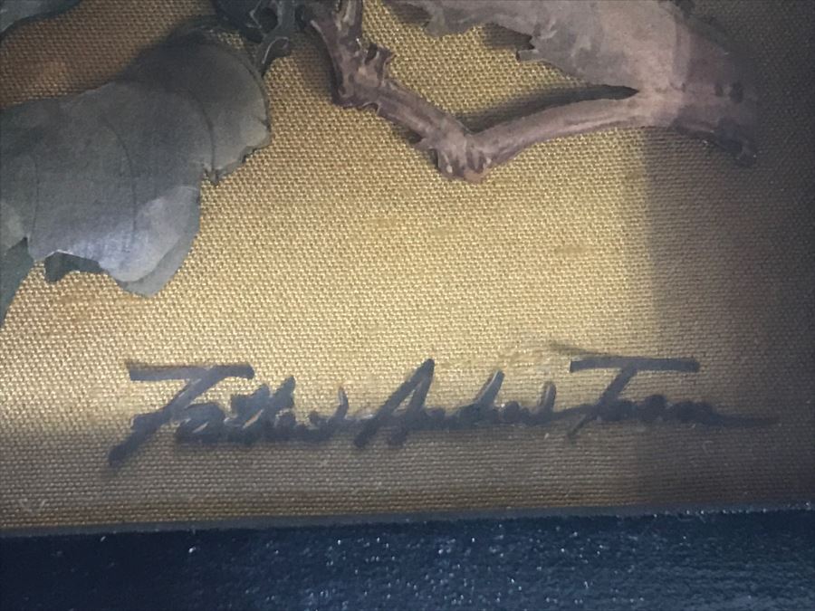 Signed Vintage Shadow Box Framed 3-D Original Artwork With Bird And Floral Motif [Photo 5]