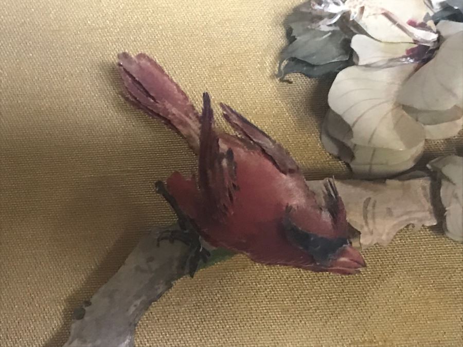 Signed Vintage Shadow Box Framed 3-D Original Artwork With Bird And Floral Motif [Photo 2]