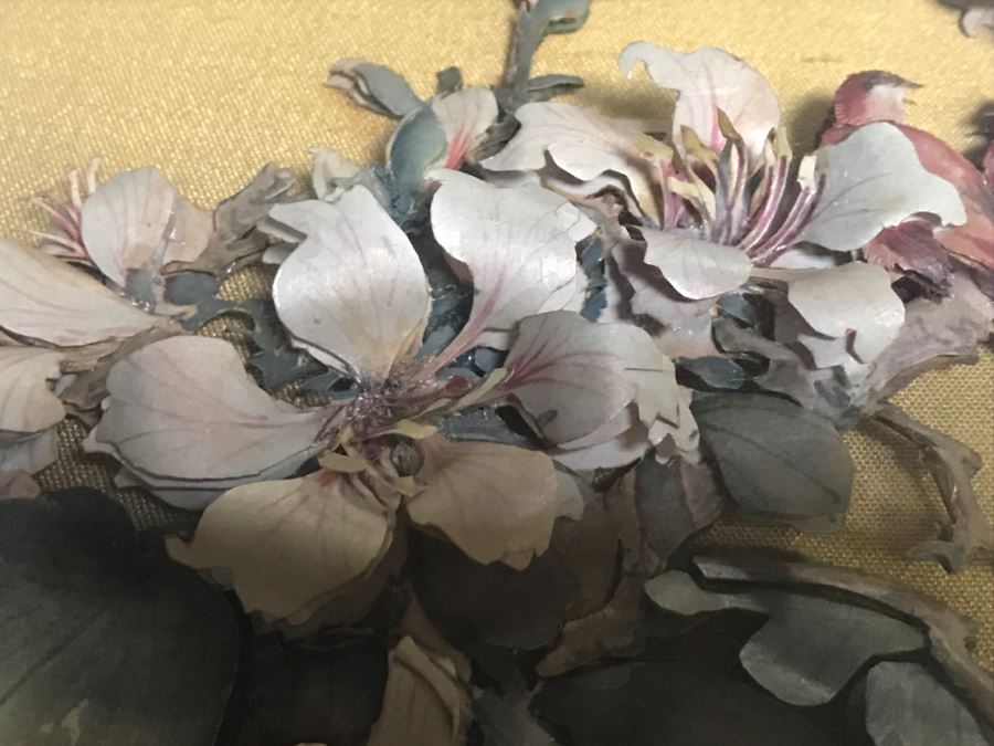 Signed Vintage Shadow Box Framed 3-D Original Artwork With Bird And Floral Motif [Photo 9]