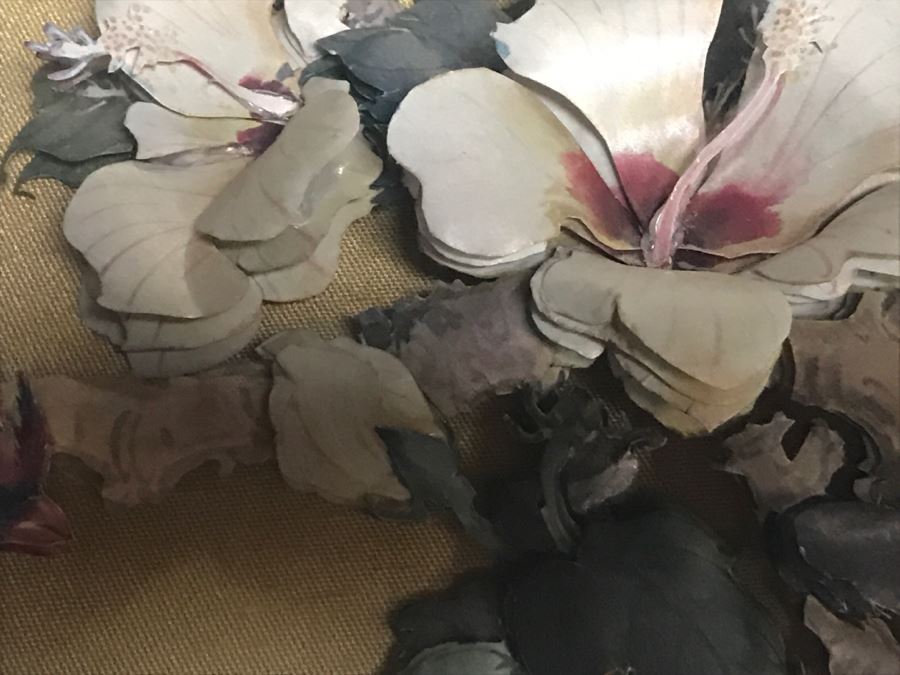 Signed Vintage Shadow Box Framed 3-D Original Artwork With Bird And Floral Motif [Photo 3]