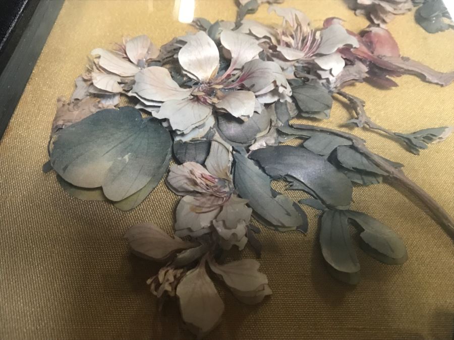 Signed Vintage Shadow Box Framed 3-D Original Artwork With Bird And Floral Motif [Photo 8]