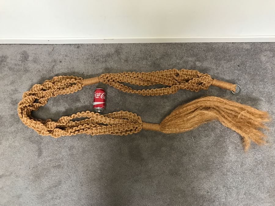Large Vintage Hand‑Braided Macrame Plant Hanger Two-Tier